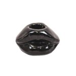 Kaarshouder – Lip – Keramiek – Zwart -7×5,5x4cm